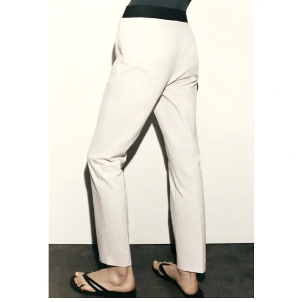 Zara white jogger waist pants with black elastic band - Picture 12 of 16